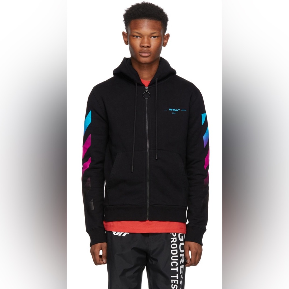 Off-White Black Diagonal Gradient Zip Hoodie - image 2